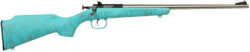 Crickett KSA2446 Gen2  Youth 22 LR 1rd 16.13" Stainless Single Shot Barrel, Stainless Steel Receiver, Blue w/Gold Webbing Fixed Synthetic Stock